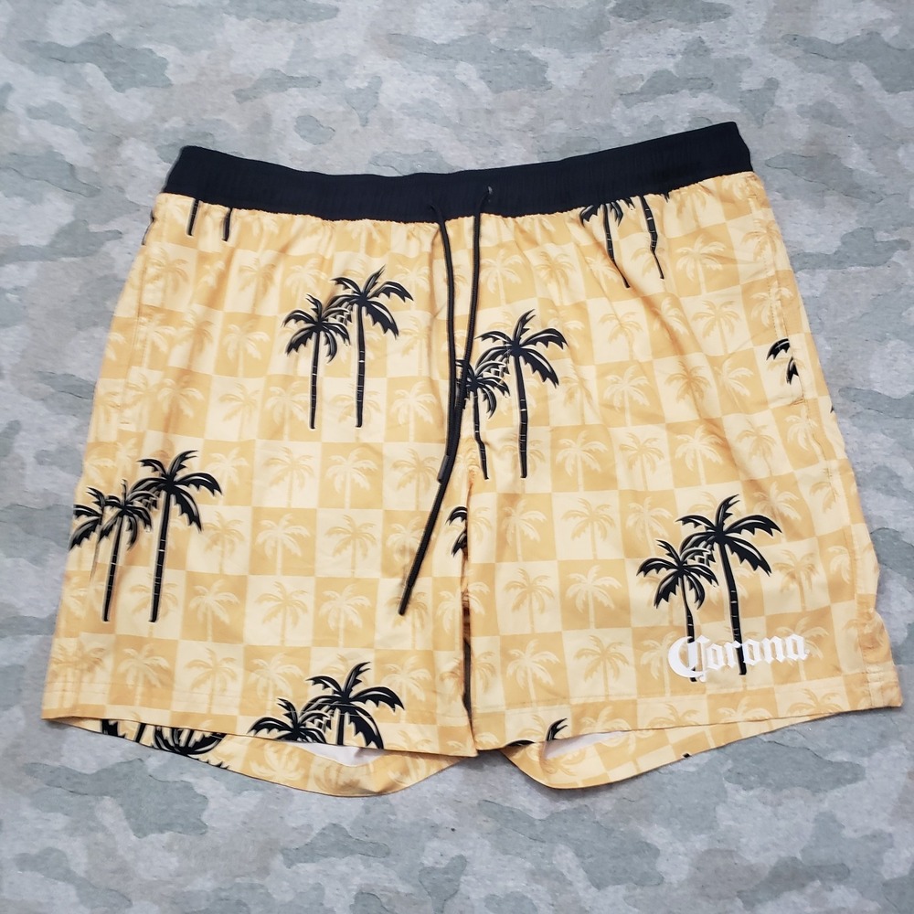 Corona Shorts Mens XL Yellow Pockets Drawstring Swim